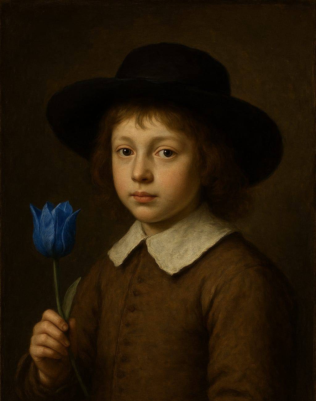 Hioblepik - Boy with a Blue Tulip